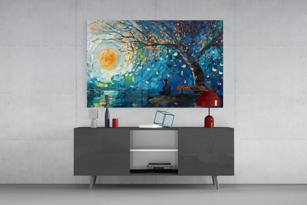 Solitude and Peace Glass Wall Art || Designer Collection